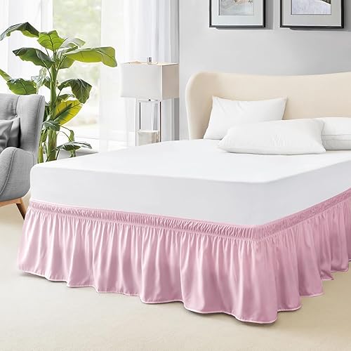 Vista 15 de FreshCulture Falda de cama King, con volantes antipolvo para cama de tamaño King, fácil ajuste con caída a medida de 15 pulgadas, falda de cama