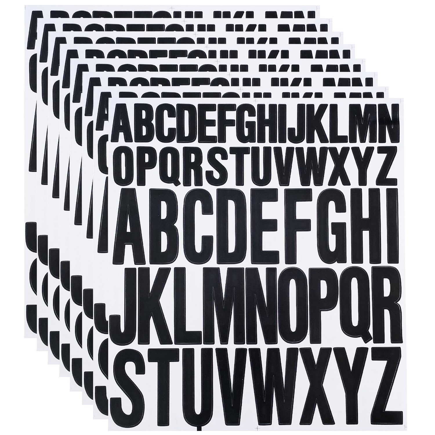 8 hojas adhesivas de letras mayúsculas, 1 pulgada y 2 pulgadas de pegatinas de alfabeto, de vinilo impermeable, letras autoadhesivas para manualidades, carteles, ventanas, buzones postales (negro)