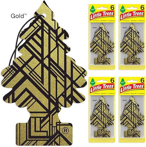 Miniatura 140 de Little Trees - Ambientador de árbol colgante que proporciona un aroma de larga duración para auto u hogar. Aroma Leather, 4 paquetes de 6