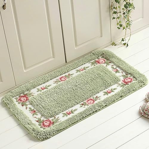 FAONIE Bonita alfombra romántica de estilo rural floral, alfombra de área peluda, suave, antideslizante, tapete de baño, ducha, dormitorio, sala de FAONIE Bonita alfombra romántica de estilo rural floral, alfombra de área peluda, suave, antideslizante, tapete de baño, ducha, dormitorio, sala de