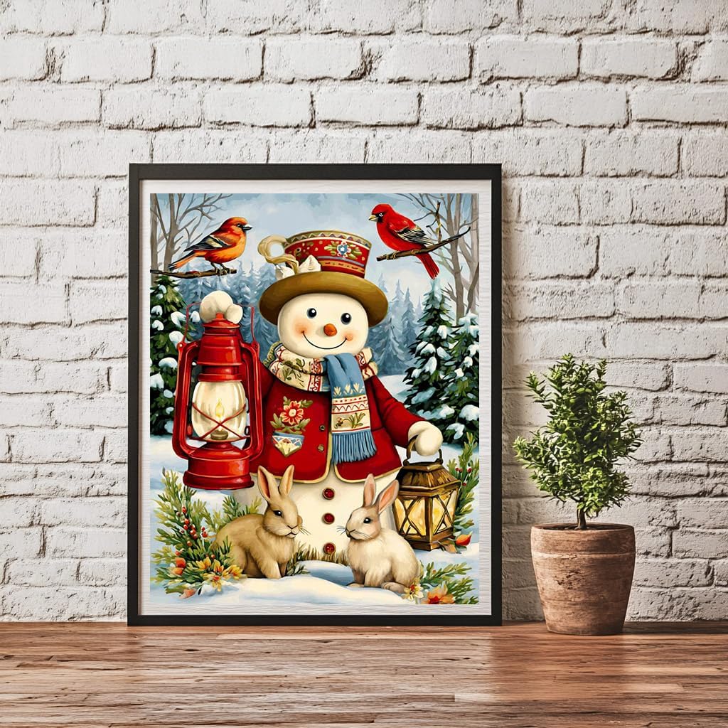 WRTCPOC Christmas Snowman Cross Stitch Kits Stamped Full Range of Embroidery Kits for Adults Retro Winter Snow Landscape DIY Cross Stitches kit Embroidery Patterns for Needlepoint kit image 3