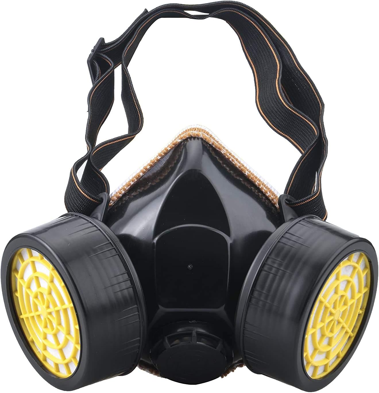 Kalapure Half Facepiece Reusable Safety Respirator, Spray Mask, Anti-Dust Mask, Gas Face Mask, Dual Cartridge Respirator Paint Filter Mask with Activated Carbon Box (Yellew)