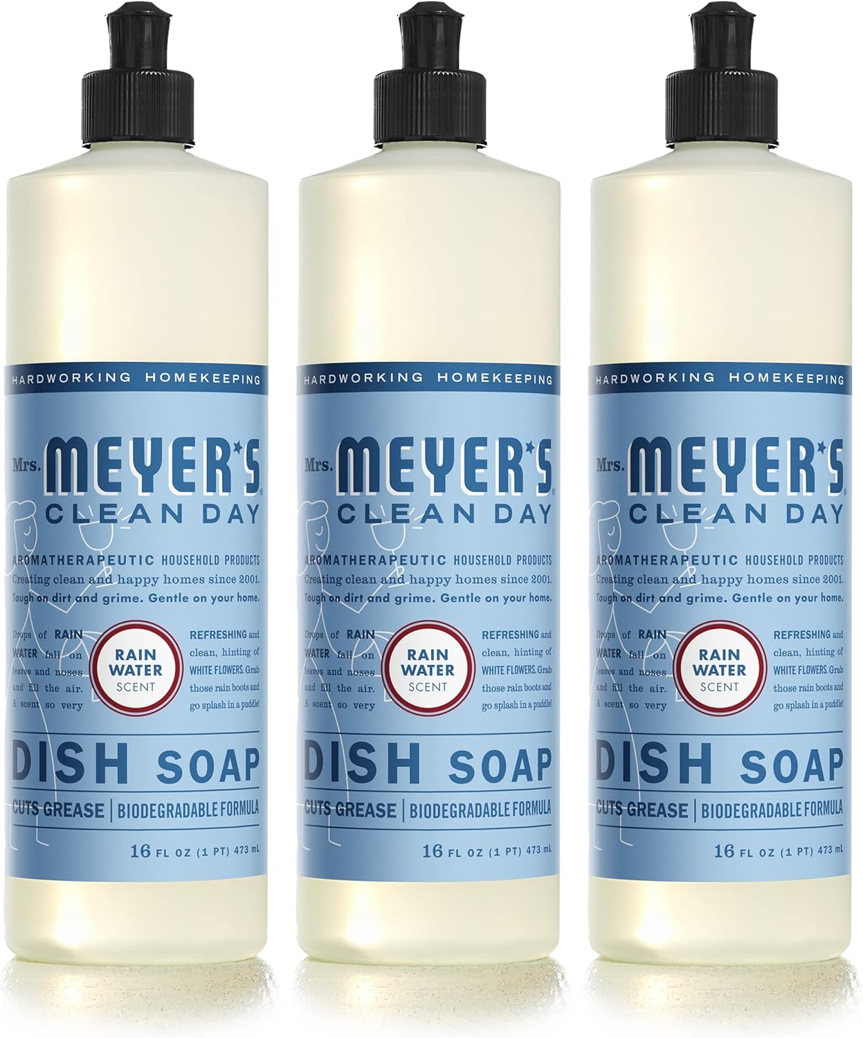 MRS MEYERS CLEAN DAY Liquid Dish Soap Rain Water 16 fl oz - Pack of 3