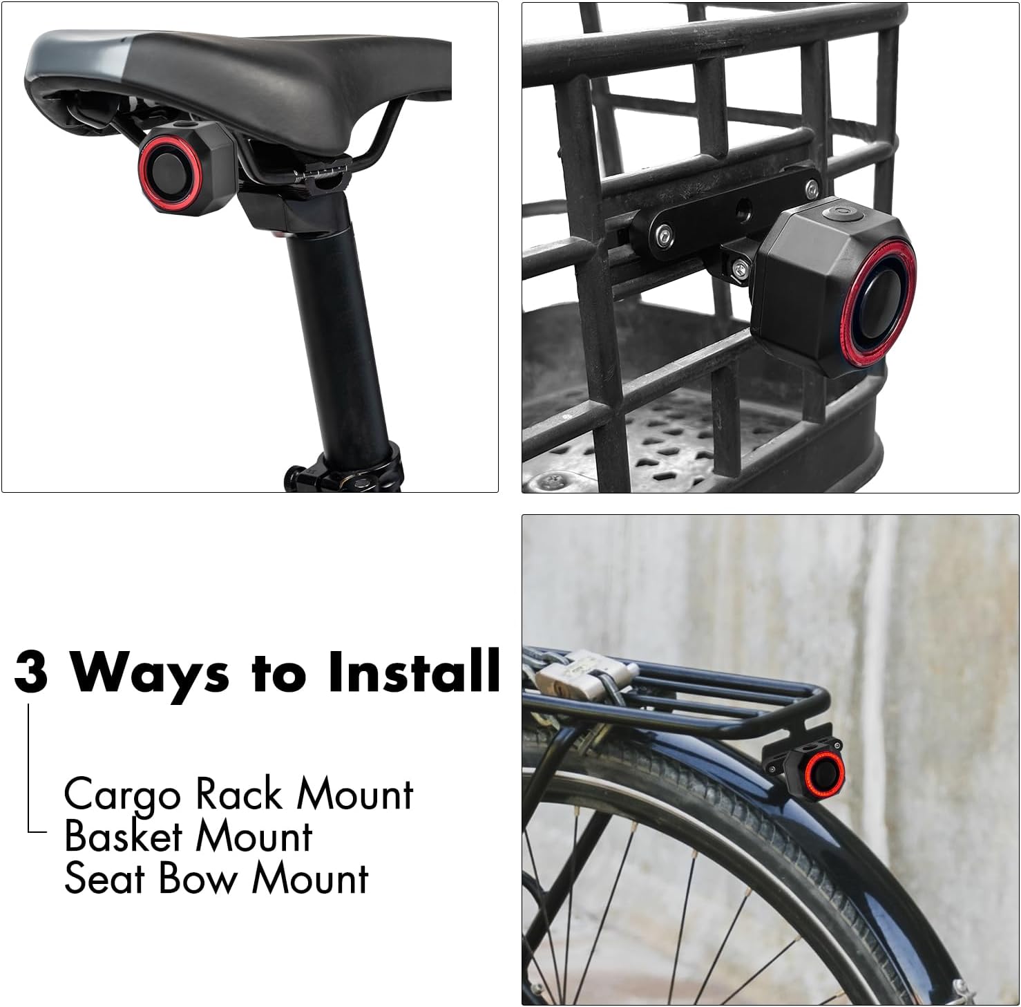 NineLeaf Bicycle Tail Light Rechargeable,Bike Tail Light with Alarm and Remote,Bike Alarms for Ebikes,IP65,113dB Alarms, Level 7 Sensitivity, Auto ON/Off Bike Tail Light with Smart Brake Lights