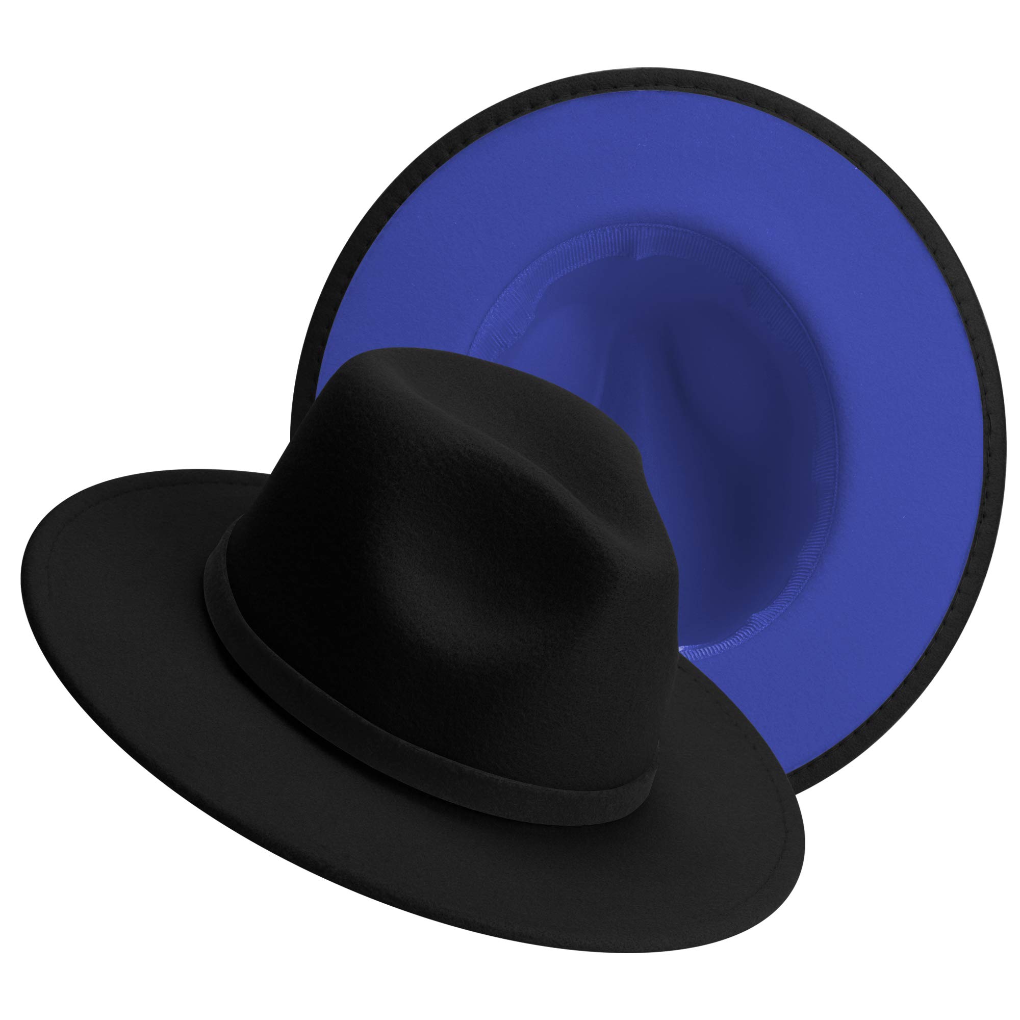 KUJUHA Women Men Wide Brim Fedora Hat
