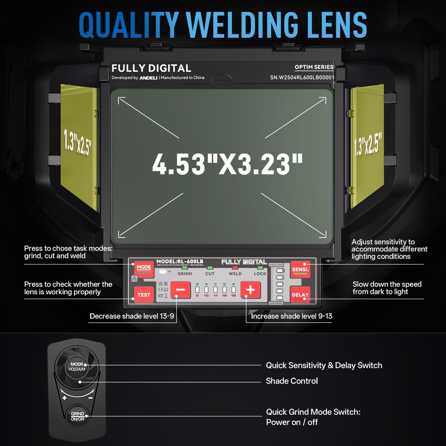 ANDELI OPTIM RL-600LB-DBB Control Panel