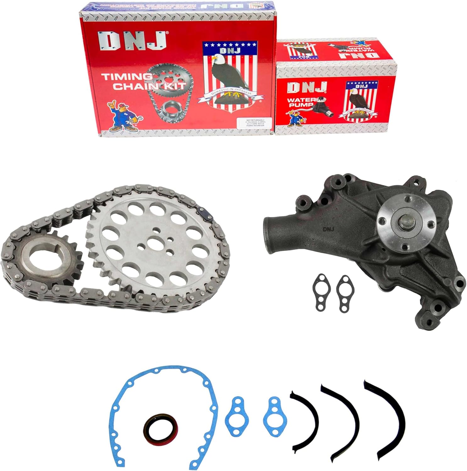 DNJ TK3101AWP Timing Chain Kit with Water Pump for 1981-1986 Chevrolet, GMC, Oldsmobile, Pontiac Bonneville, C10, C10 Suburban 5.0L-5.7L V8 16V OHV 305cid