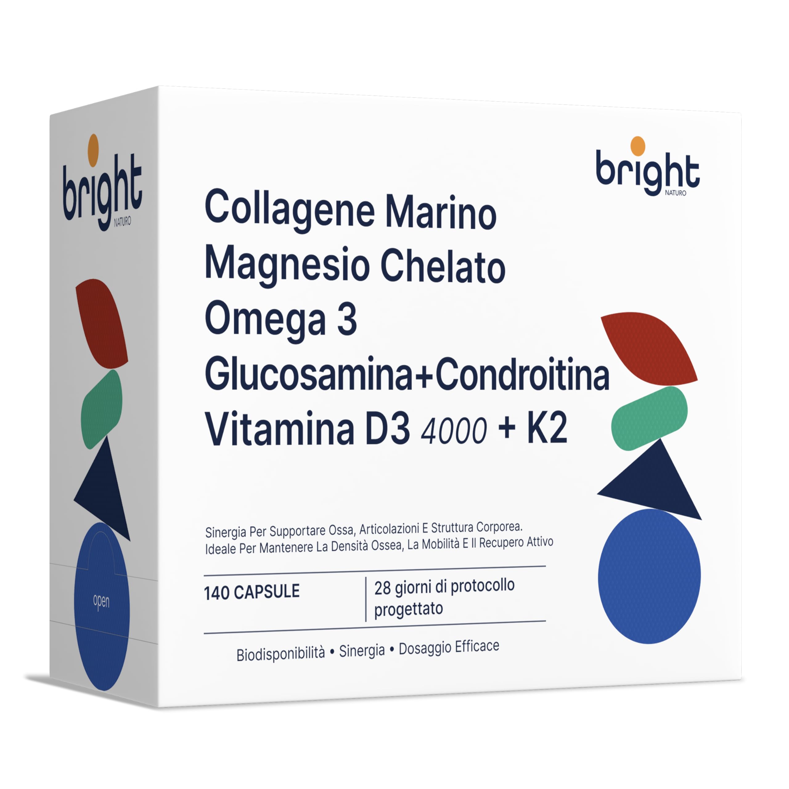 Collagene Marino, Omega 3 TG, Magnesio, Glucosamina e Condroitina, Vitamina D3 e K2 - SmartAbsorb™ | per la mobilità articolare, la salute della pelle e delle ossa | 28 bustine giornaliere