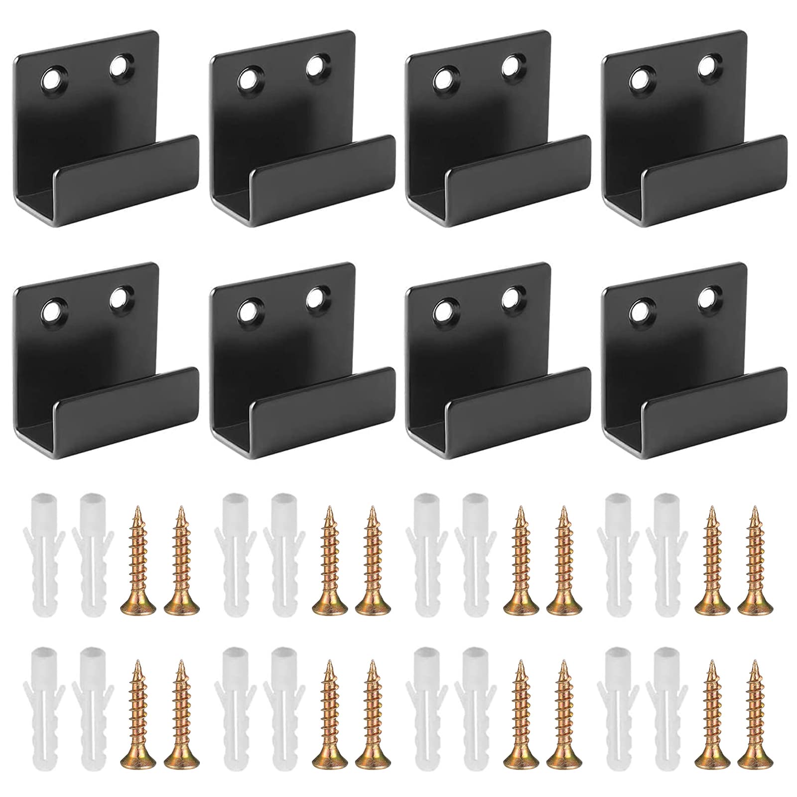 FYting U Angle, 8 Pieces U Angle Bracket U Hooks Black Heavy Duty Hooks Ceramic Tile Holders Whiteboard Wall Mount Mirror Holders for Tile Stands Oil Painting Display (25 mm, L)