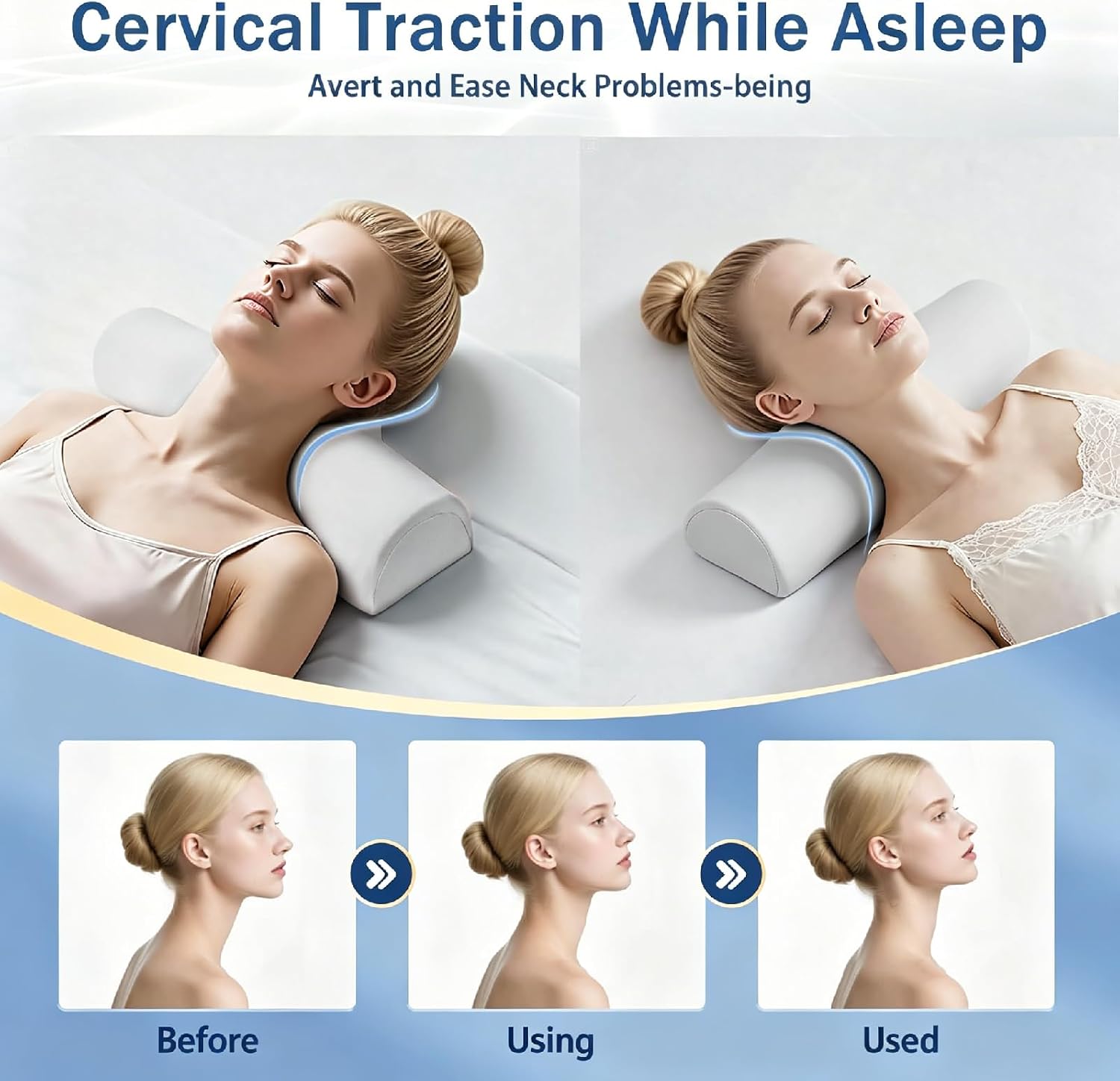 Cervical Neck Roll Pillow for Neck Pain Relief, High-Density Memory Foam Sleeping Decompression Support, Shoulder Relaxer & Neck Bolster (Adult Size)