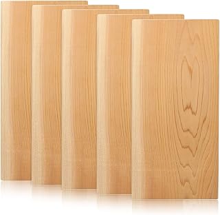 skrskr 5-Pack Cedar Grilling Planks for Moister&More Flavorful Salmon Steaks Seafood, Beige