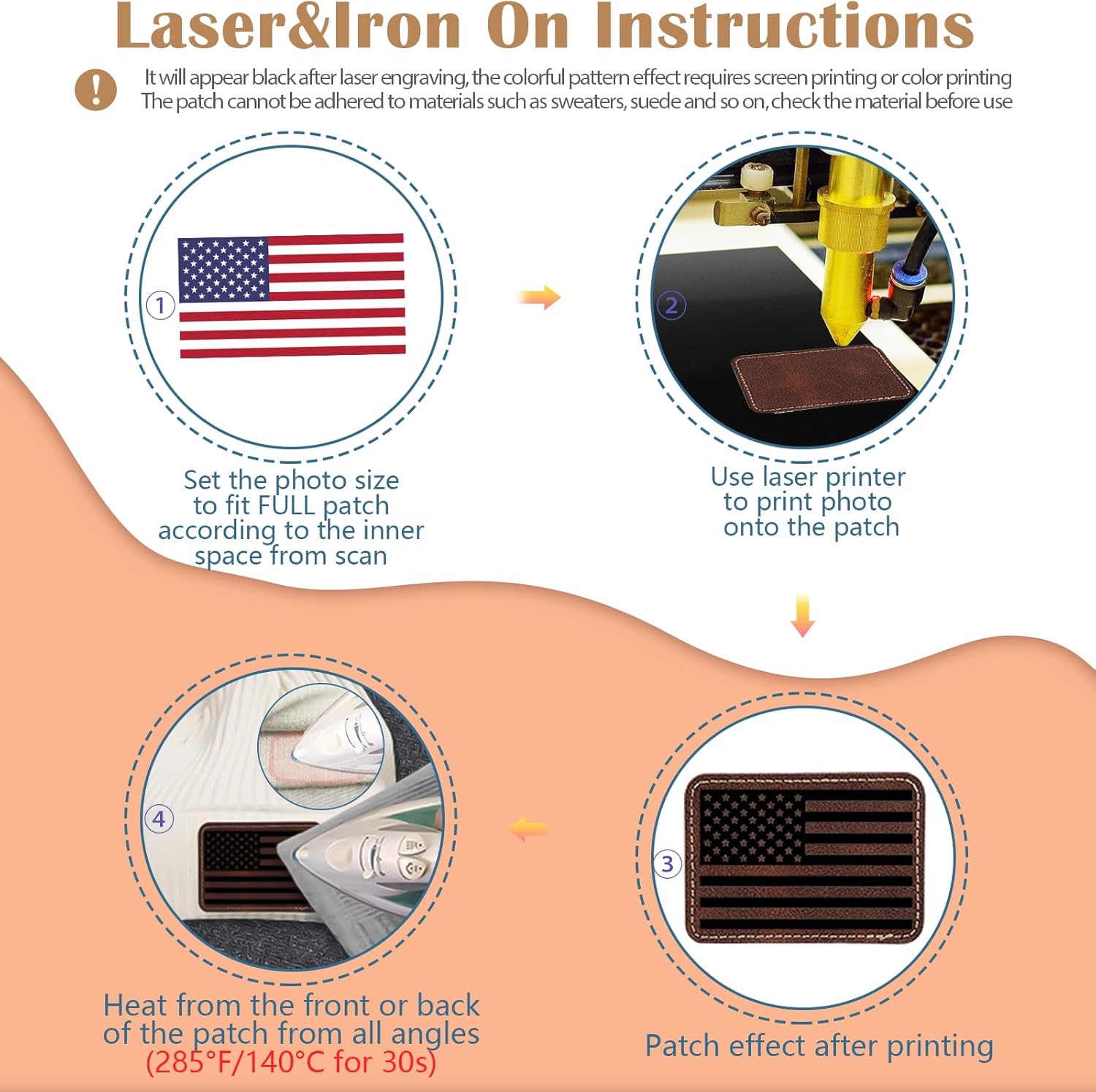 Laser Engraving Blanks - 90pcs Leatherette Brown Hat Patches - PU Leather Iron on Hat Patch for DIY Custom Laserable Engravable Craft Gifts (90 pcs, Brown Patches)