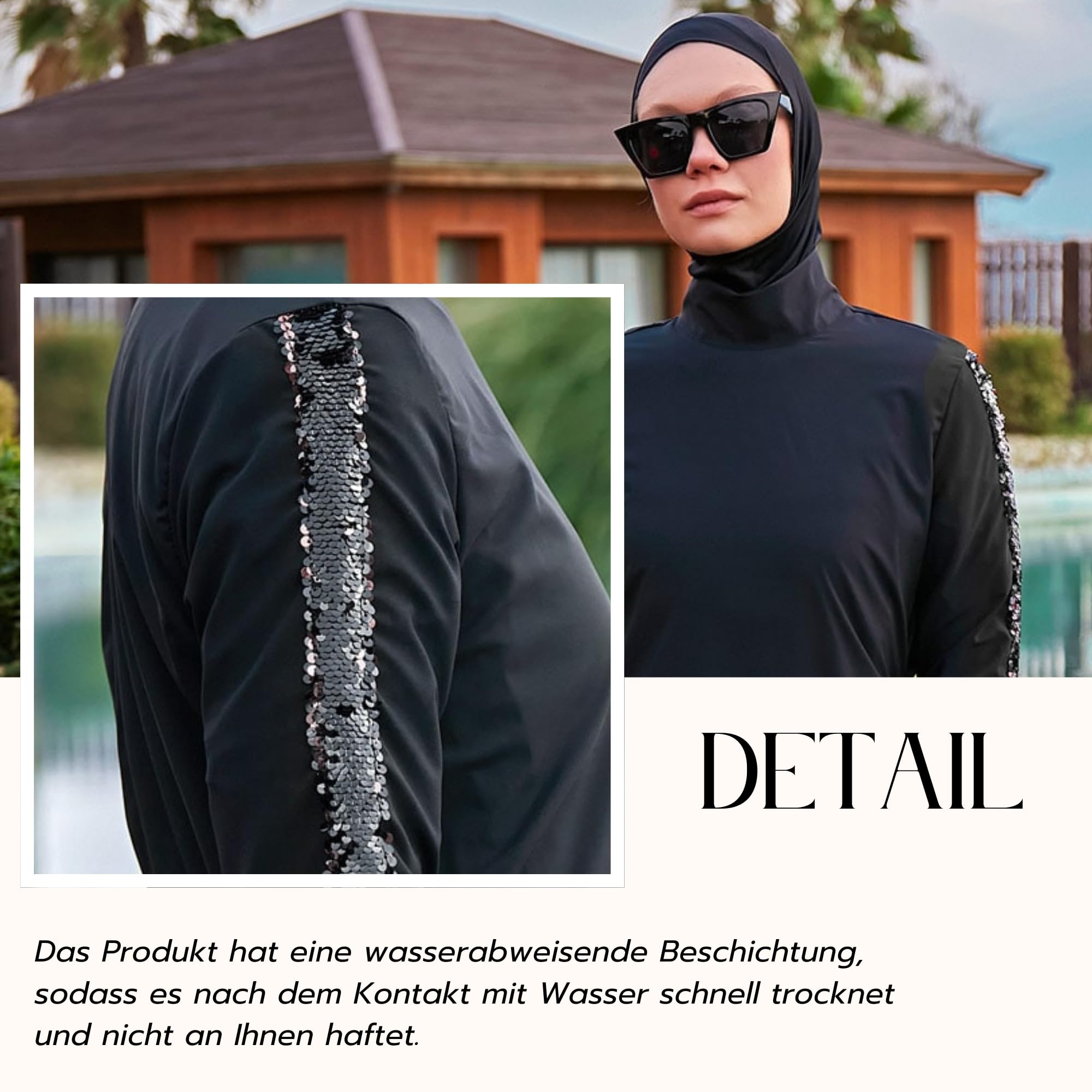 MARINA SWIMWEAR Costume da bagno da donna musulmano in stile burkini musulmano in 4 pezzi | Rashguard a maniche lunghe a copertura completa | modesto hijab