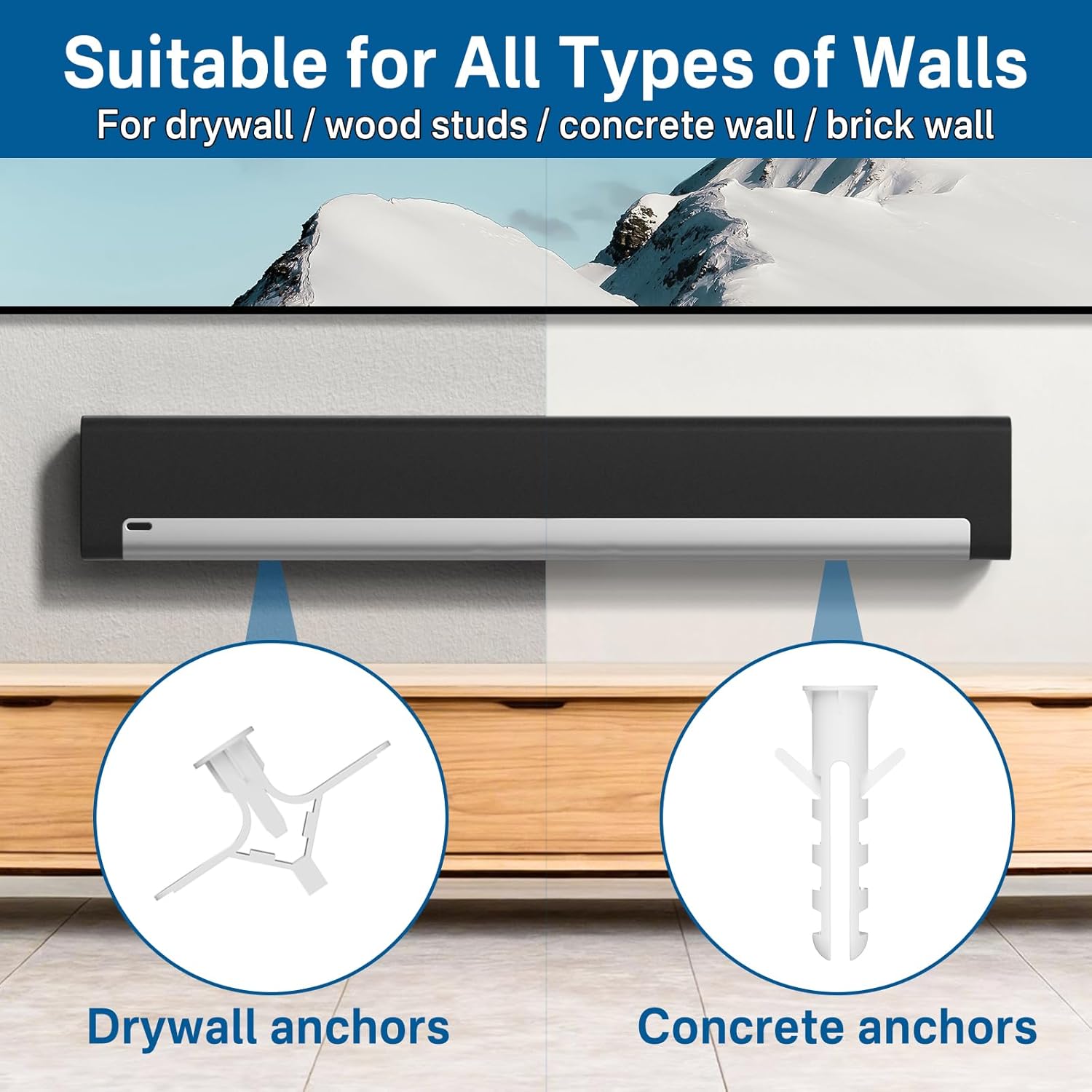 notiela Heavy-Duty Mount Bracket for Sonos Playbar Wall Mount Under TV Mounting Bracket for Sonos Playbar Mount - Simple and Easy to Install for Space Saving