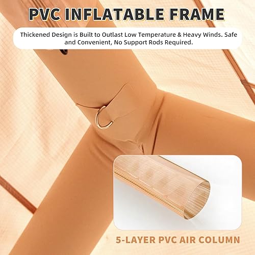 Miniatura 5 de YOLENY Tiendas de campaña inflables para 3-4 personas para acampar con toldo de doble cara resistente a la intemperie con bomba de mano, tienda de