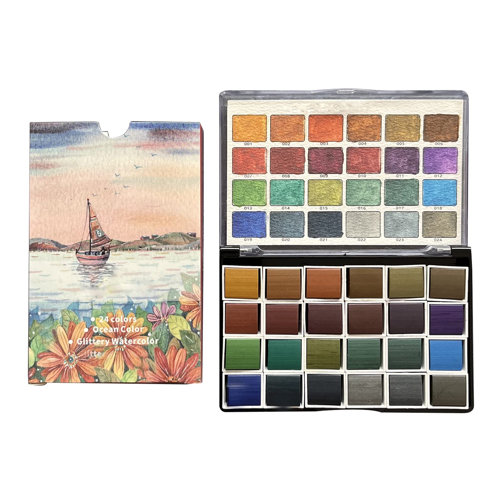 Hredyqw 24 Color Watercolor Paints Set Pearlescent Color Beginner Art Set for Artists Painting Crafts Art