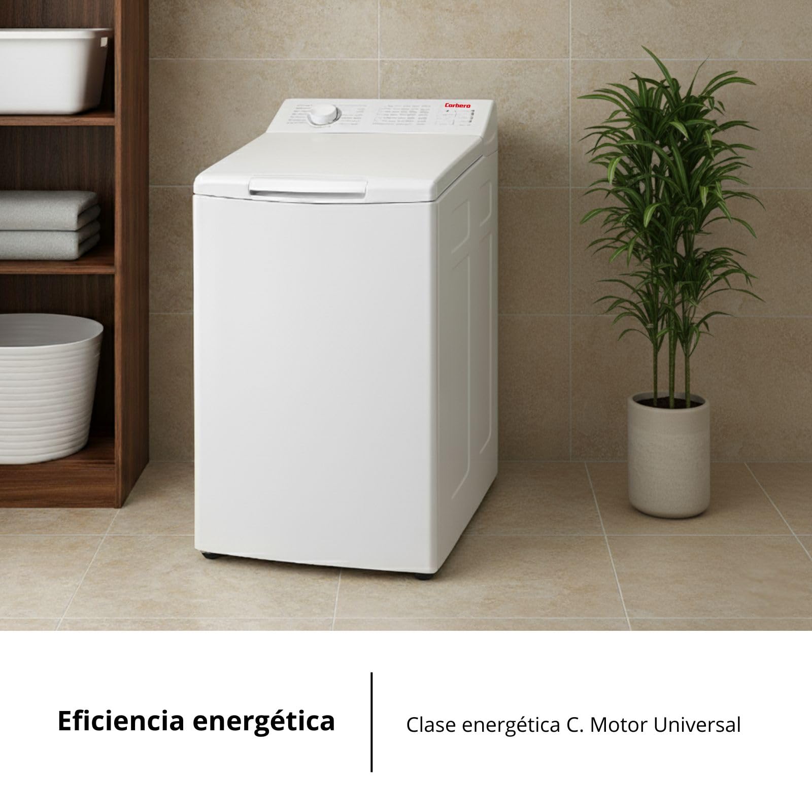 Corberó - Lavadora Carga Superior 6.5kg| CLACSM6524 | 1200 RPM | 16 Programas, Función Vapor, ECO, limpieza tambor| Inicio Diferido| Lavado Rápido | Planchado Fácil | Indicadores LED | Blanco — view 4