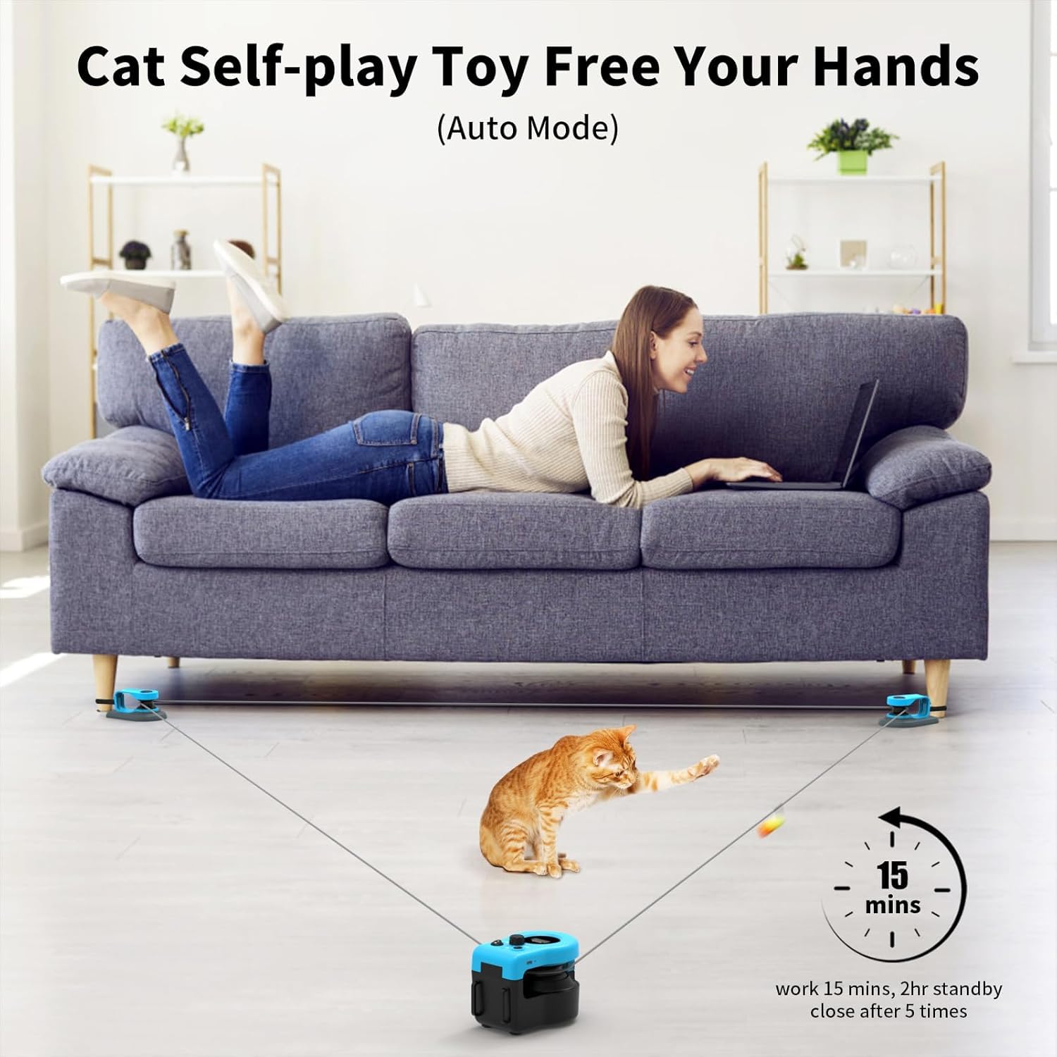 Juguete para gatos autoempleo, juguete interactivo para gatos, juguete de plumas para gatos eléctrico, juguete de caza de gatos simulado, cinta de correr para gatos, modo dual, velocidad ajustable