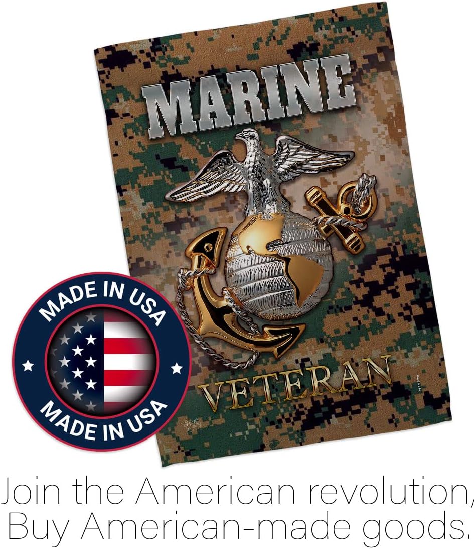 US Marine Veteran House Flag - Armed Forces Corps USMC Semper Fi United State American Military Retire Official - Decoration Banner Small Garden Yard Gift Double-Sided Made In USA 28 X 40