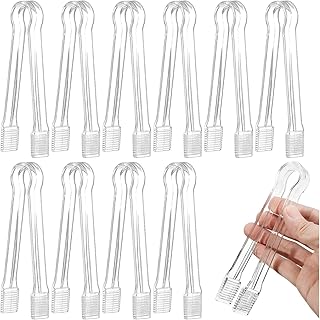 10 Pieces Plastic Serving Tongs for Buffet, Mini Disposable Tongs for Serving Food, Small Catering Tong for Appetizers Ice Barbecue Cookies Sandwich Brunch Party Decorations, 6 inch, Clear