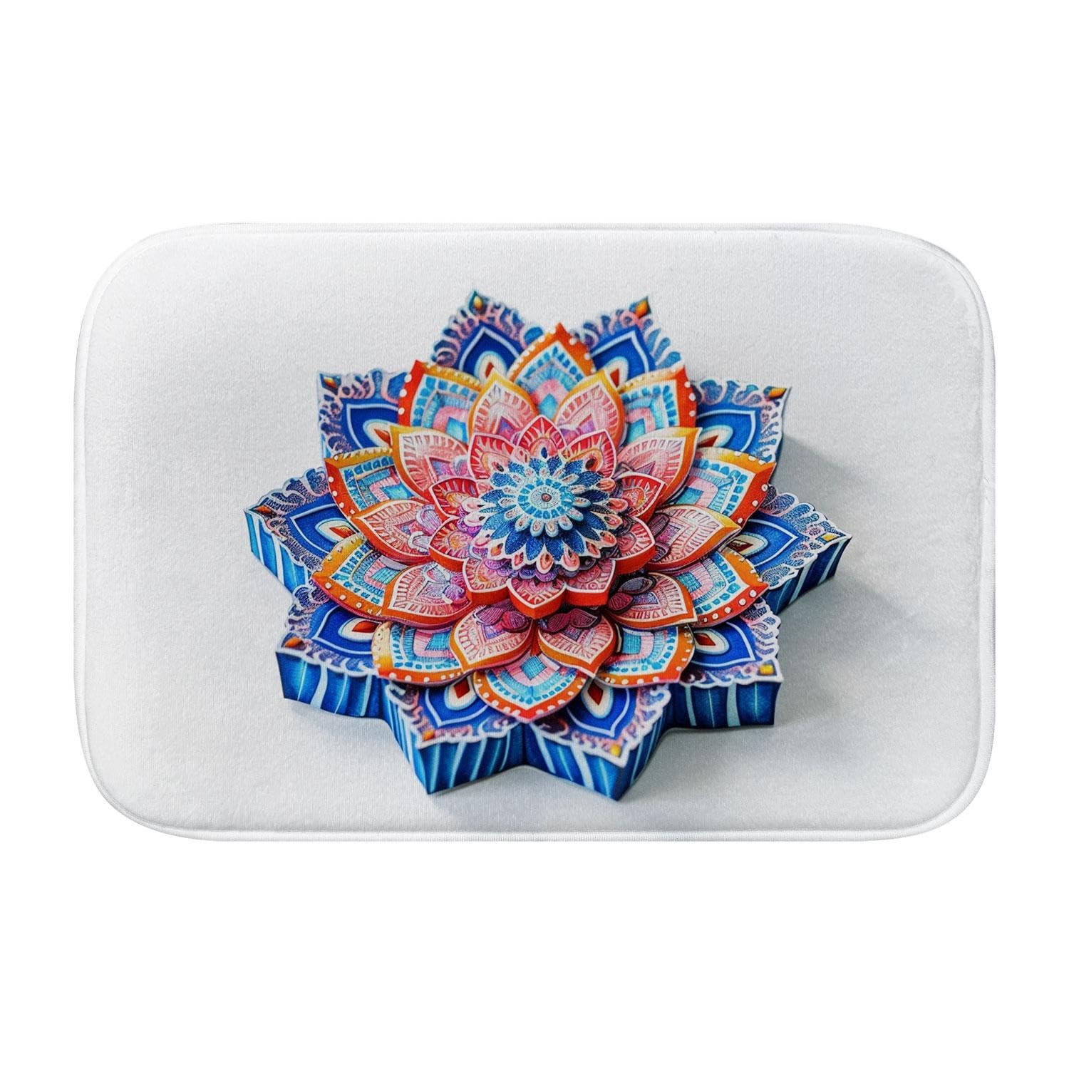 Tapis de bain antidérapant et ultra absorbant motif fleur 3D moderne