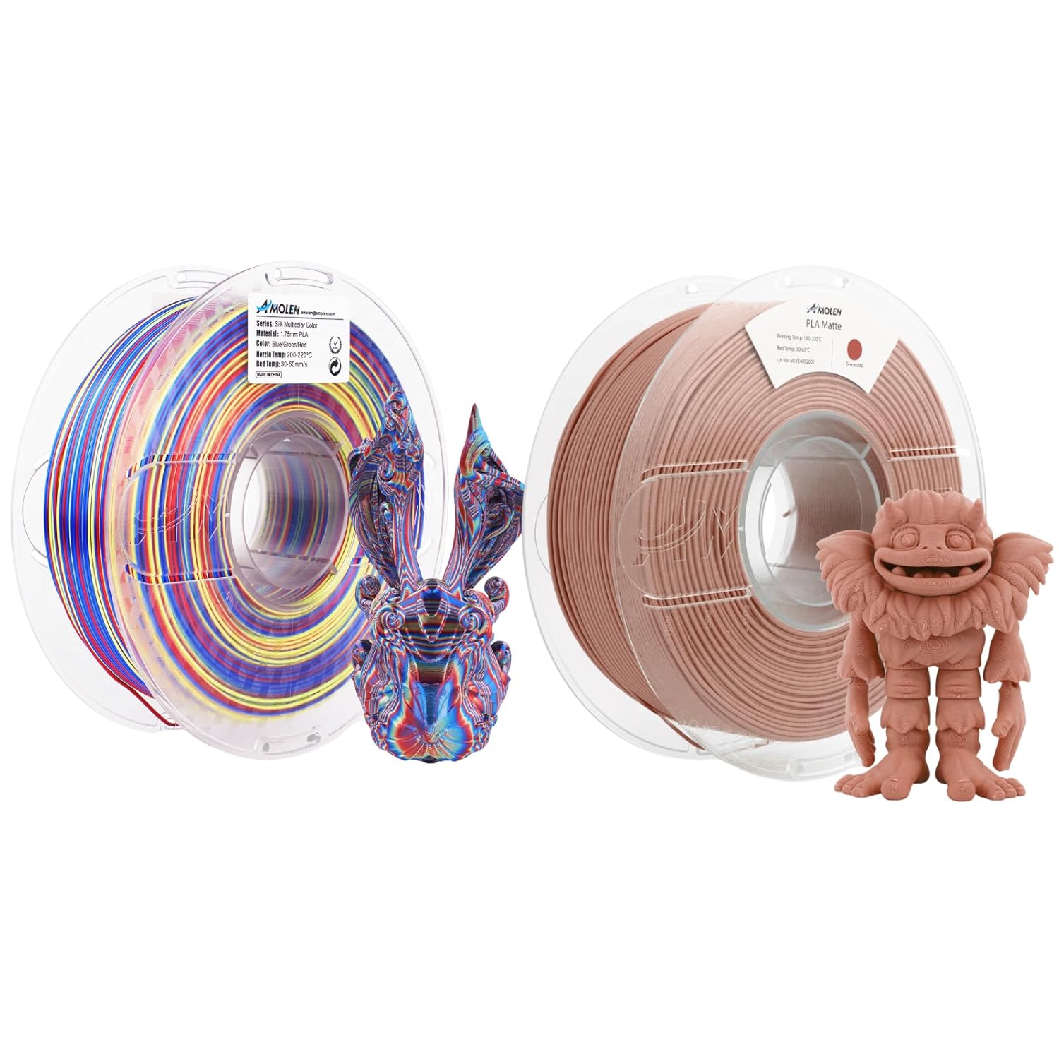 AMOLEN 3D Printer Filament Bundle, PLA Filament 1.75mm