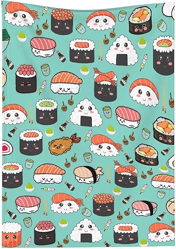 Miniatura 9 de Manta de sushi para regalo, manta de franela ultra suave y acogedora, manta de forro polar ligera y mullida, manta de felpa cálida para sofá, cama,