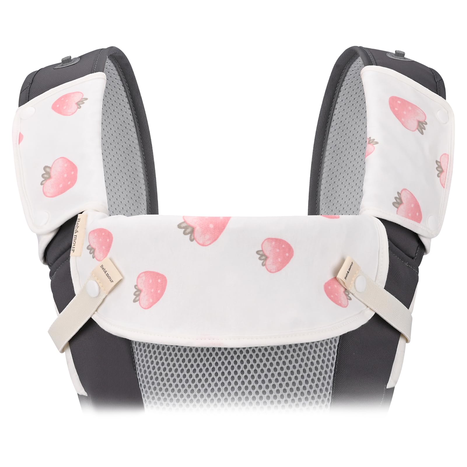 bebear Sucking Pads for Baby Carrier Teething Pads Drool Bibs Cotton 3PC Fits All Brands Baby Carrier, Strawberry