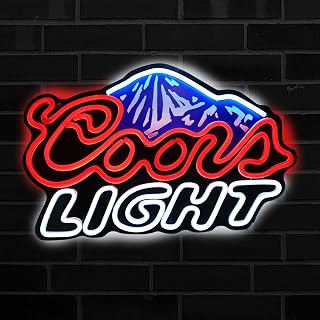 For coors light neon sign for Beer Led Sign Wall Décor - Neon sign coors light for Bar Home for Bedroom Man Cave Office Hotel Pub Cafe Neon Light Signs with Dimmable Switch LED. (for yuanshan)