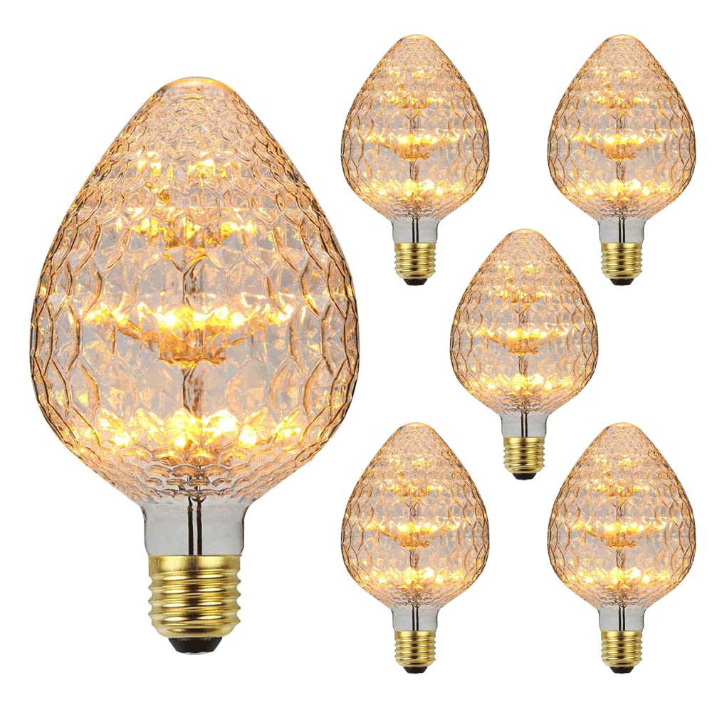 Paquete de 6 Bombillas LED de Repuesto - Bombillas Edison de Base E27 de 3W, se Adapta a Las Luces Vintage de la Sala de Estar del Comedor del café Comercial, luz cálida 2300K