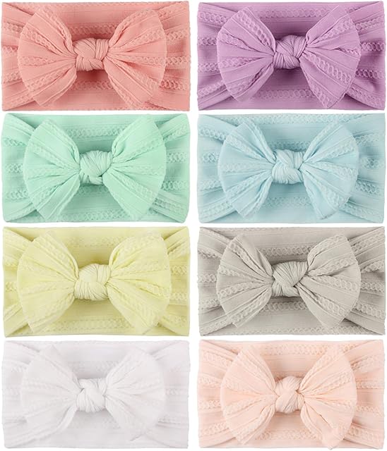 Baby Turban Headband Set-Bowknot Hairband Soft Cute Headwear Elastic for Newborn/Girls/Boys/Kids Gift as Toddler Headdress Photography Props Accessories (G)