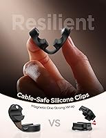 Vista 2 de 8-Pack Silicone Cord Organizer Magnetic Cable Clips, Adhesive Cable Management Under Desk Wire Hider, FLYLEAD Desktop Cable Organizer for Phone