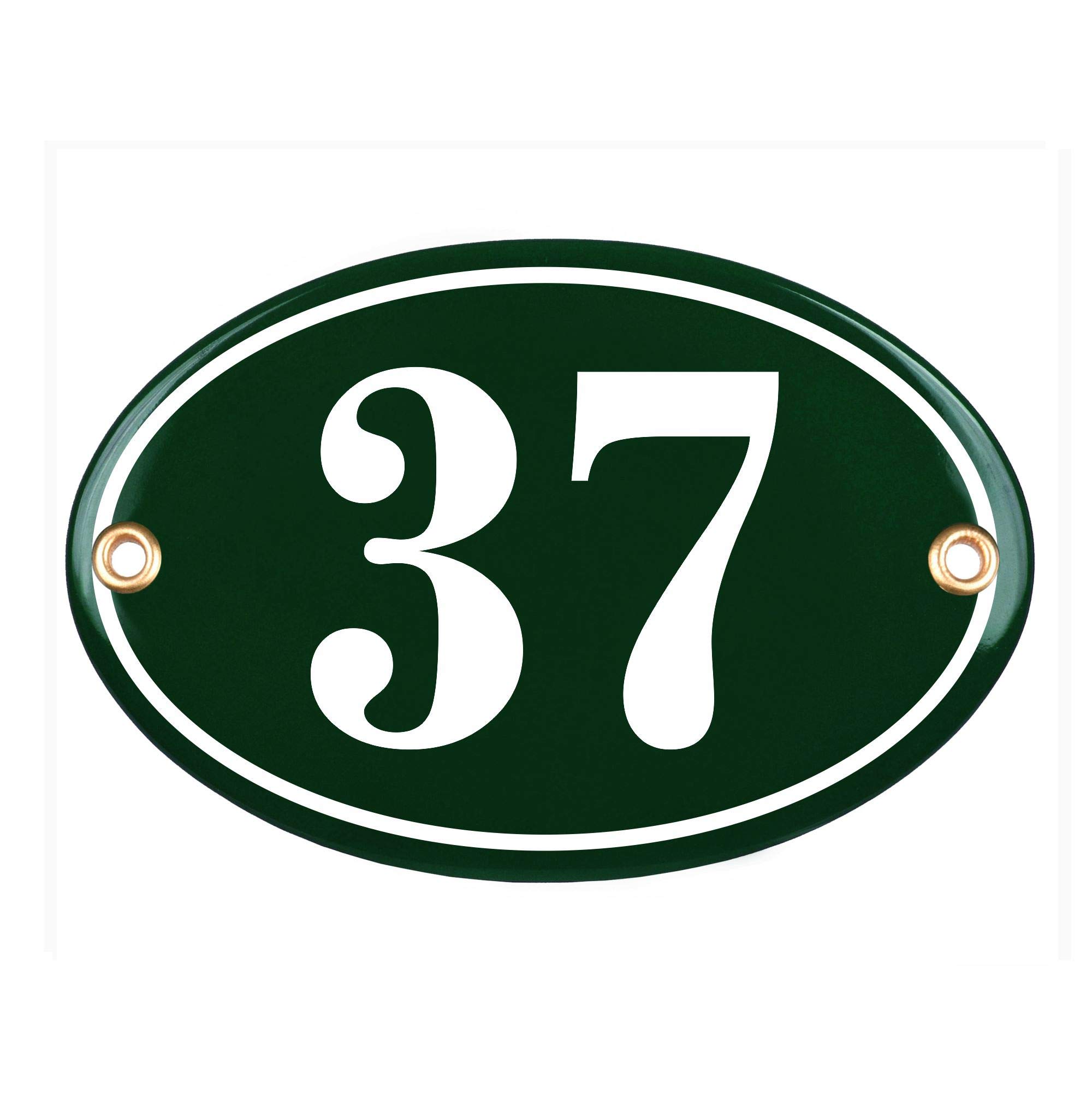 Hausnummerschild Hausnummer - oval 10x15 cm - Keramik Emaille - Wetterfest - Personalisiert - Emailschild (Anthrazit)