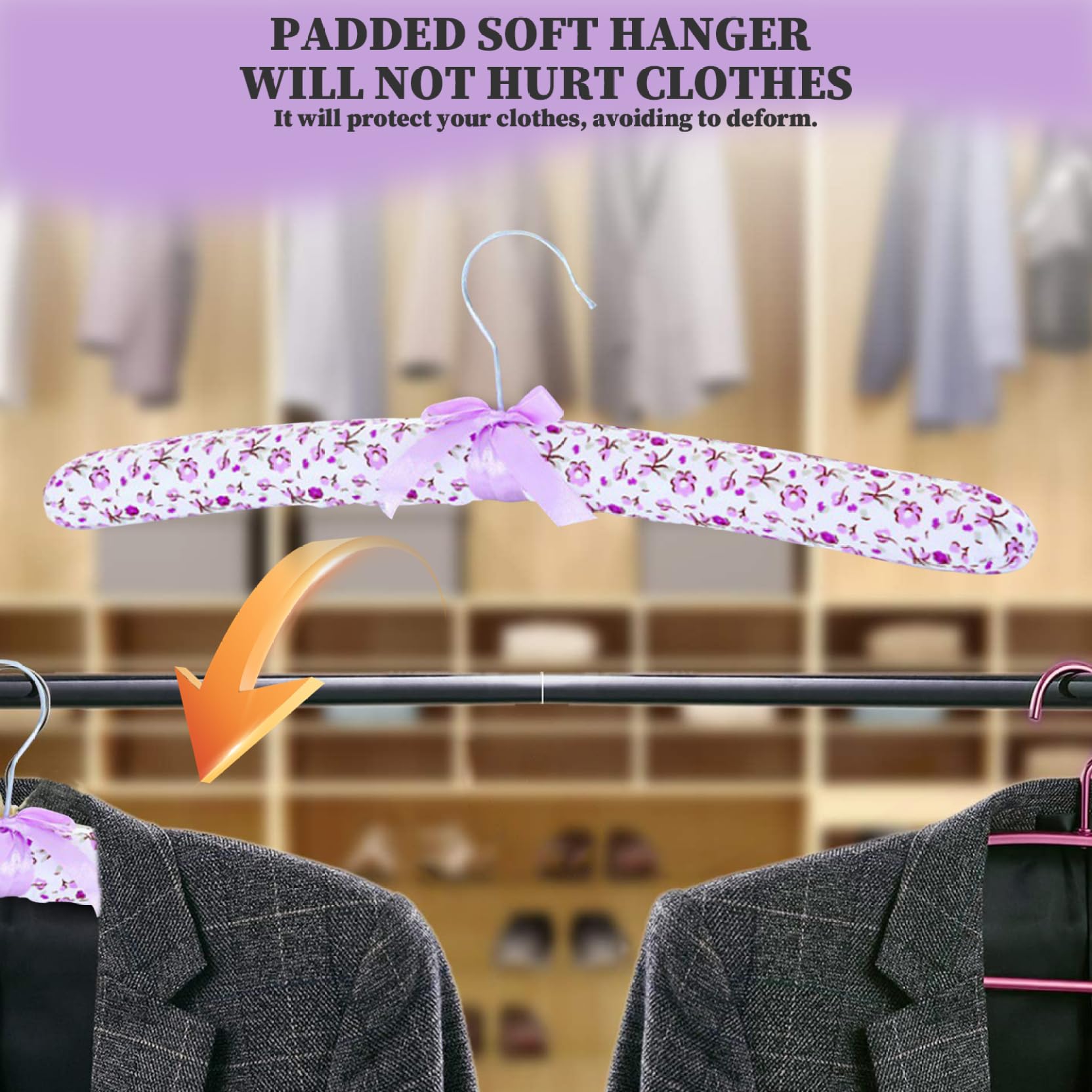 Appendiabiti maglione, ganci per cappotto imbottito, 10 pezzi imbottiti non slittati, ganci per vestiti imbottiti in raso fiore, ganci morbidi per maglione per camicetta 2, ganci per vestiti imbottit