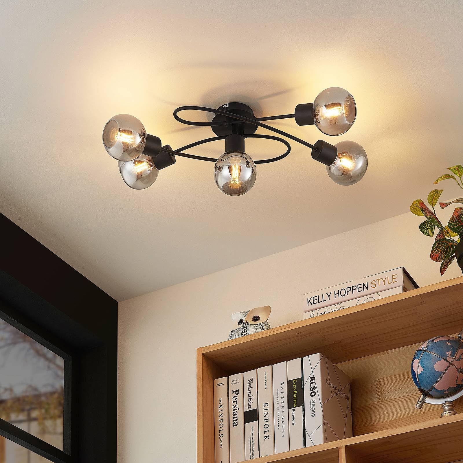 Lindby Deckenlampe Elaina (Modern) in Schwarz aus Metall (5 flammig, E14) - Deckenleuchte Lampe Wohnzimmerleuchte