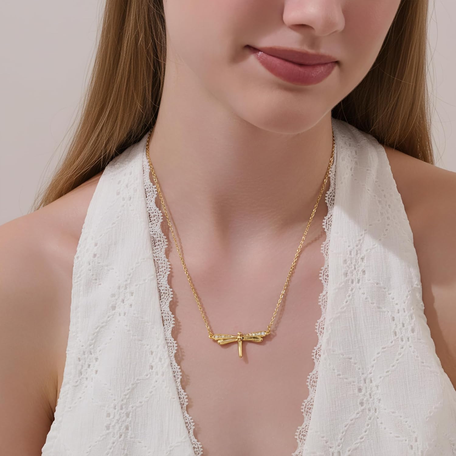 Gold Pendant Necklace for Women, Elegant Dragonfly Pendant Necklace, Dainty Necklace for Gifts - Image 4