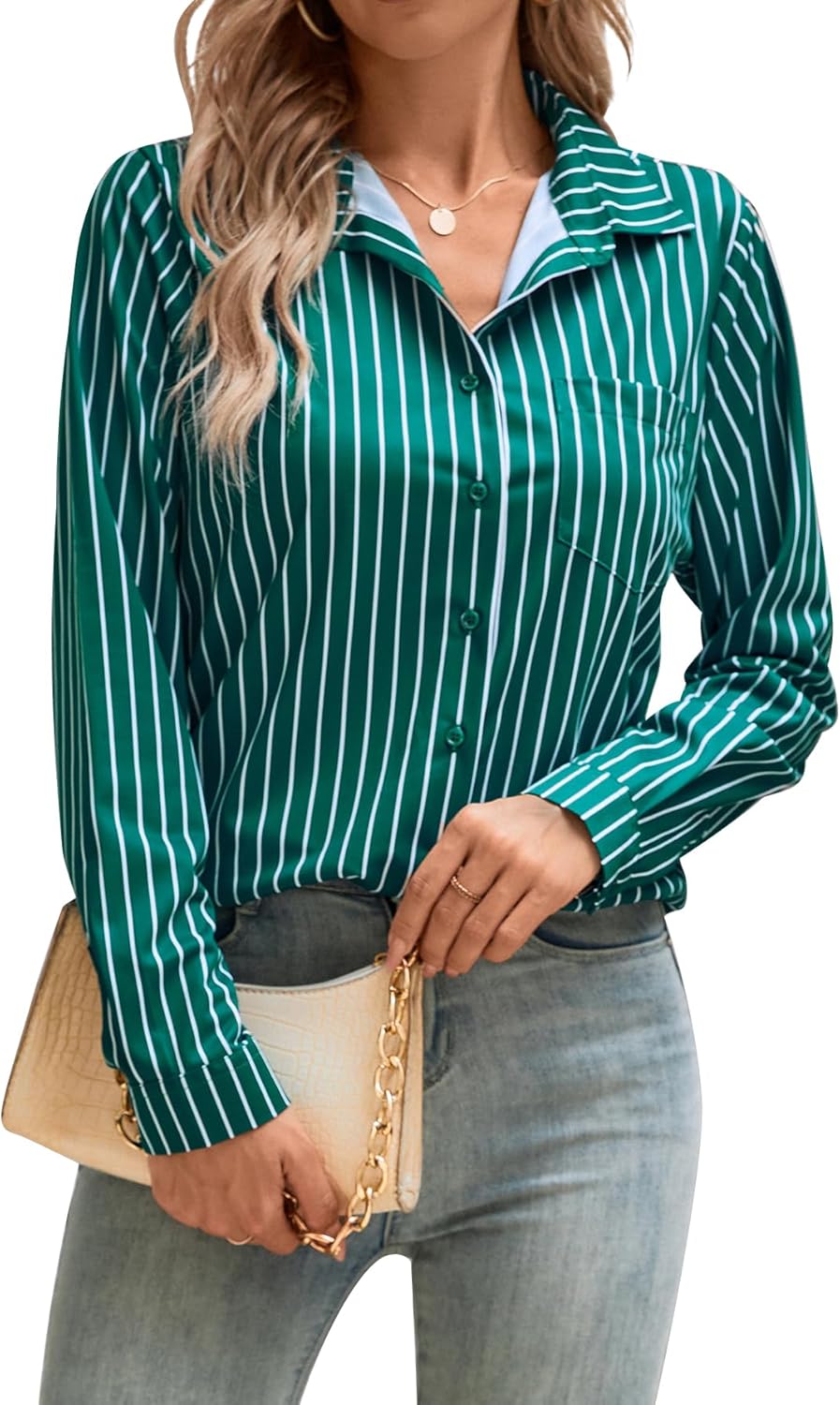 COUXILY Soft Non-Iron & Wrinkle-Free Button Down Shirts for Women,Breathable Long Sleeve Blouse Casual Work Dress Tops - Image 2