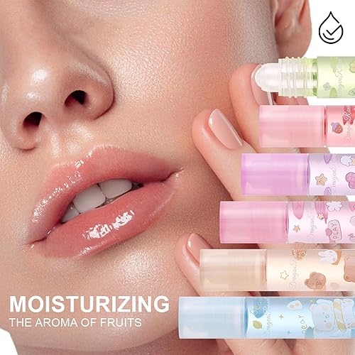 Miniatura 2 de Juego de 6 brillos de labios enrollables, con sabor a fruta, maquillaje de labios brillante para niños y adolescentes, no tóxico, apto para niños,