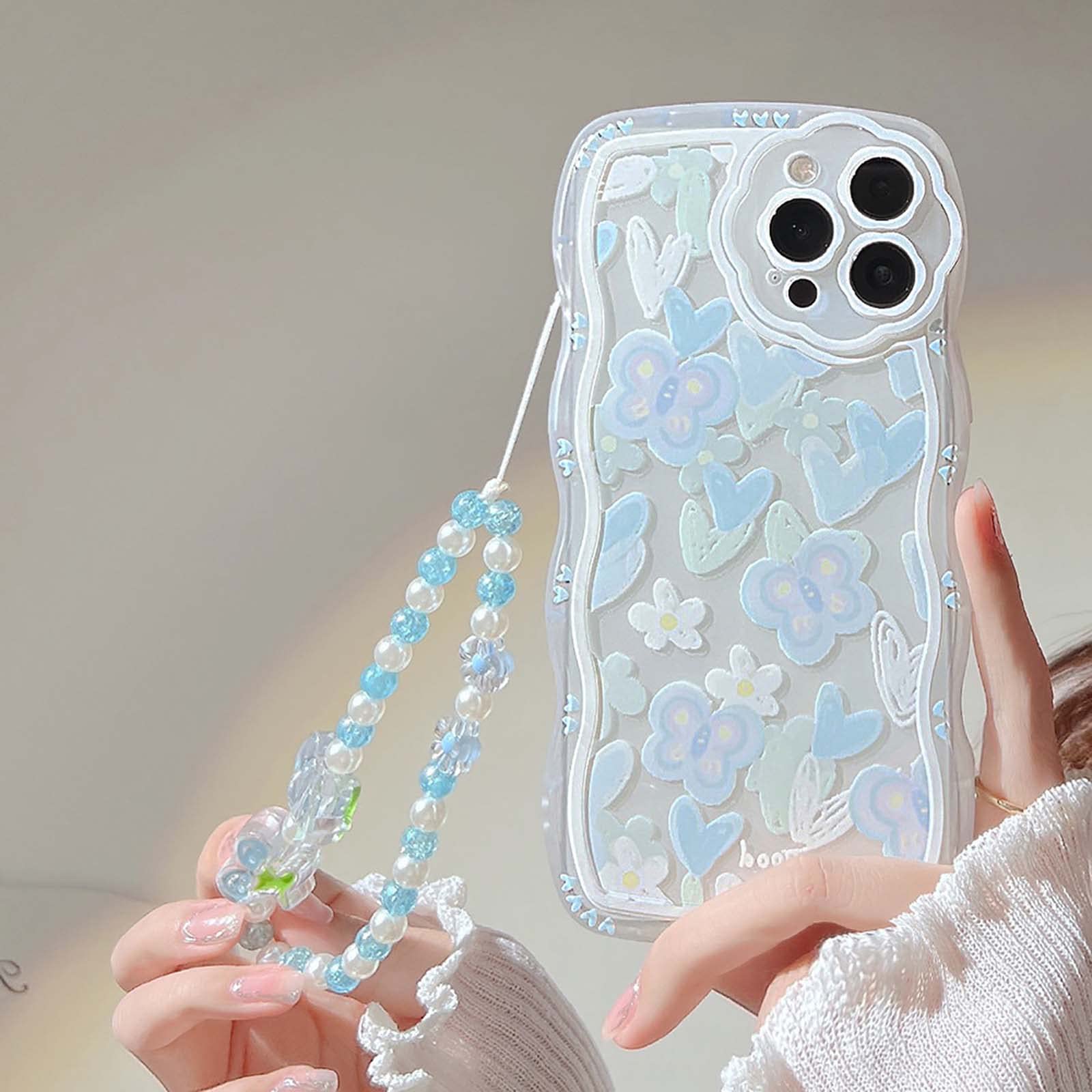 Custodia Per IPhone 11 Pro Con Catena, Farfalle 3D E Perle, Glitterata Trasparente, Cover Protettiva Donna - 4
