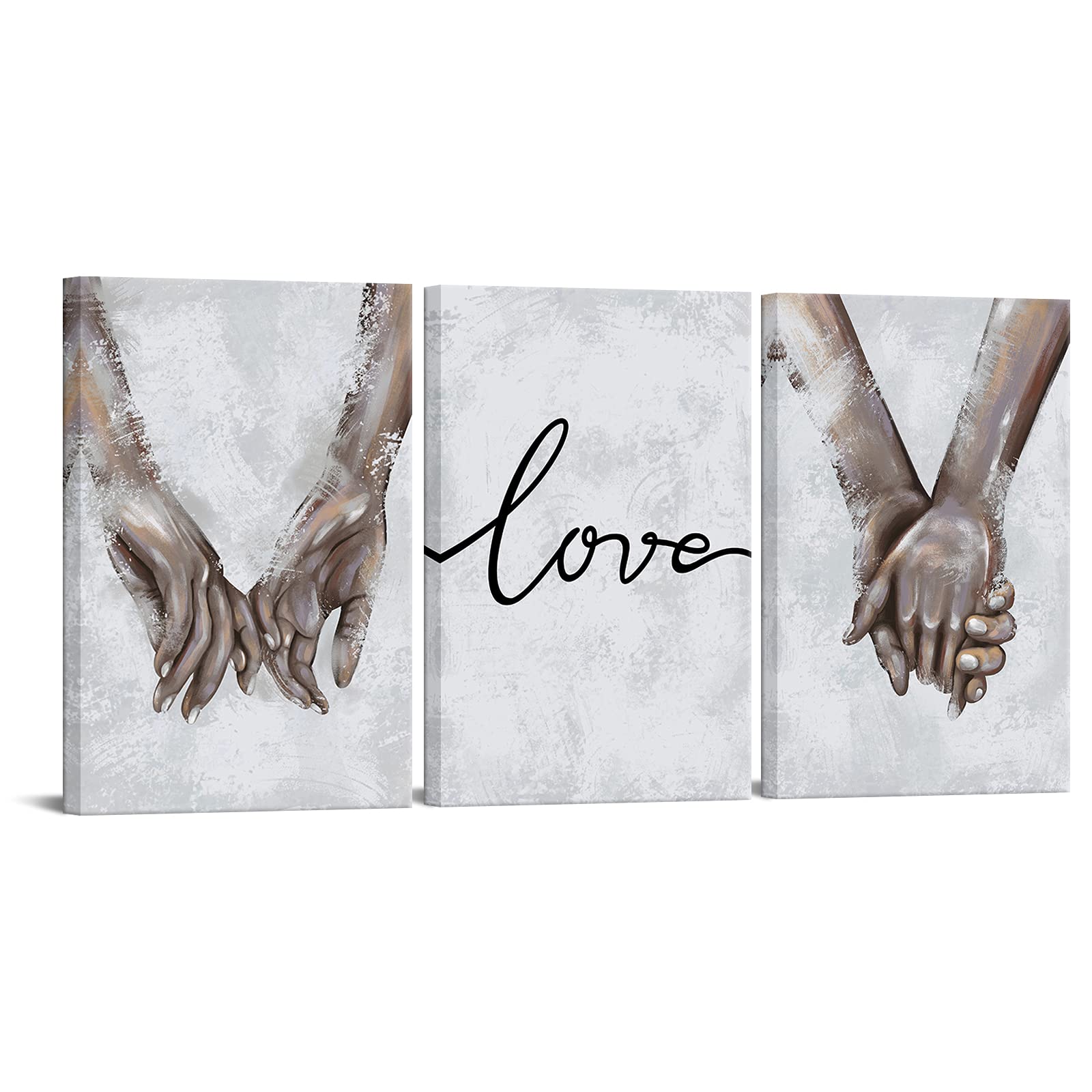 bpa3 Panel Hand in Hand Wall Art Canvas Love Promise Painting Poster Romantic Framed Picture for Couple Lovers Bedroom Living Room Bathroom Decor Anniversary Wedding Gift Ready to Hang