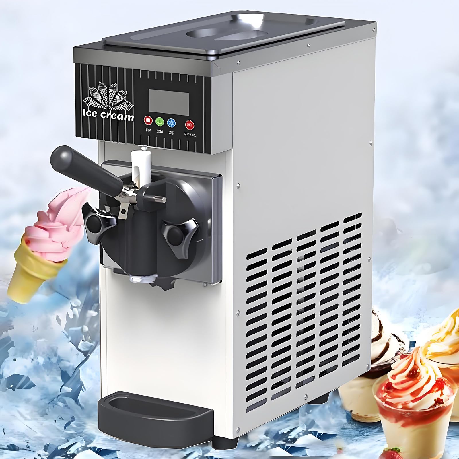 Gelatiera morbida, capacità 2,5 l, ideale per uso domestico e commerciale, perfetta per ristoranti e snack bar