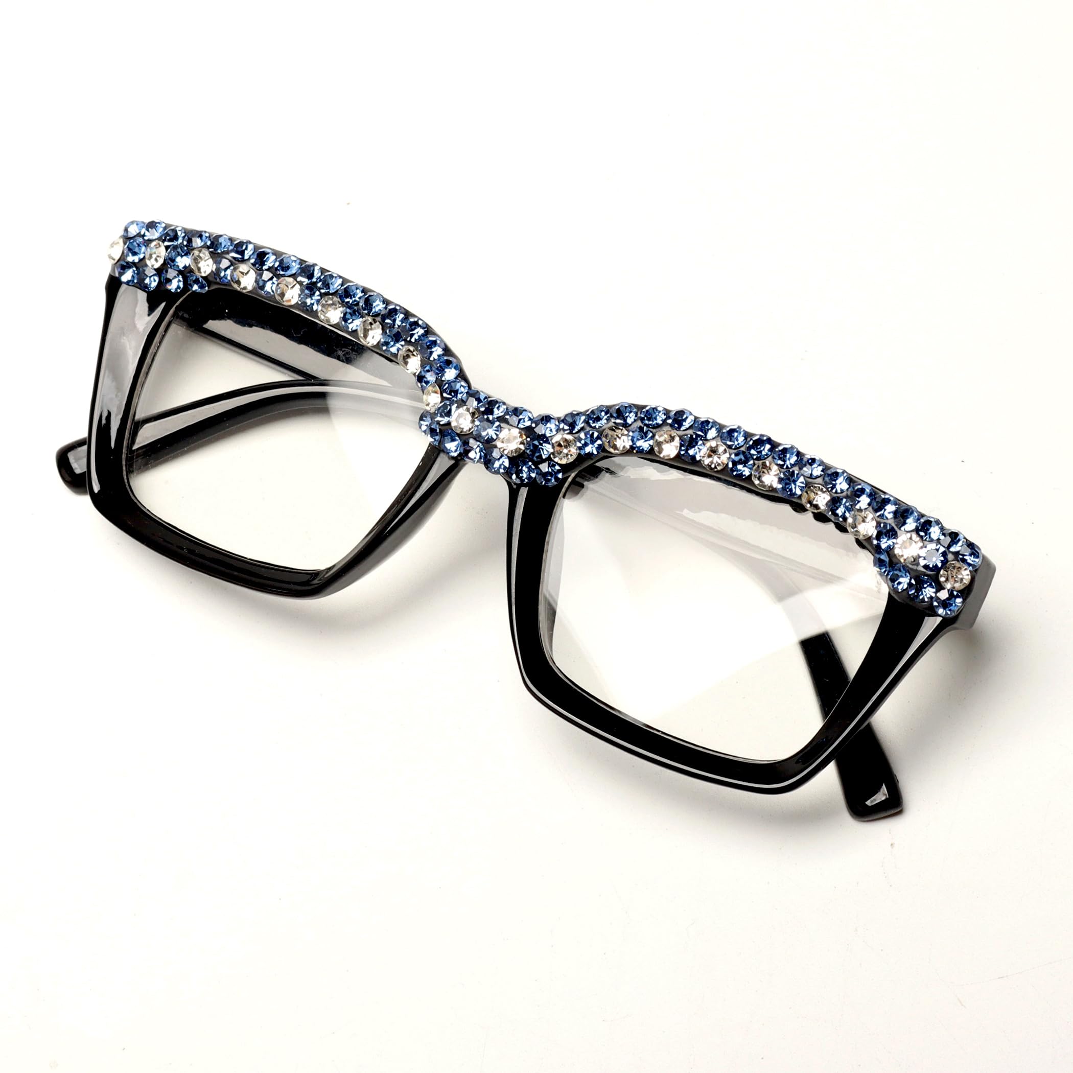 ICARA Crystal Rhinestone Square Reading Glasses for Women Sparkling Eyewear Frames Female Trendy bling Diamond Reader