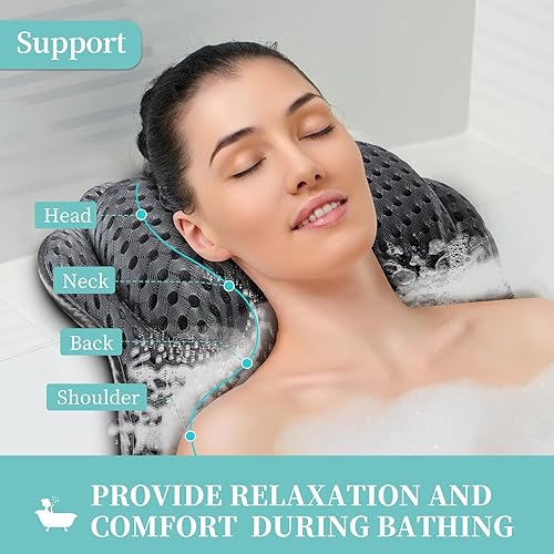 Miniatura 2 de Almohada de baño para el cuello de la bañera, soporte de espalda malla de aire 4D y ventosas antideslizantes Almohadas suaves para bañera -