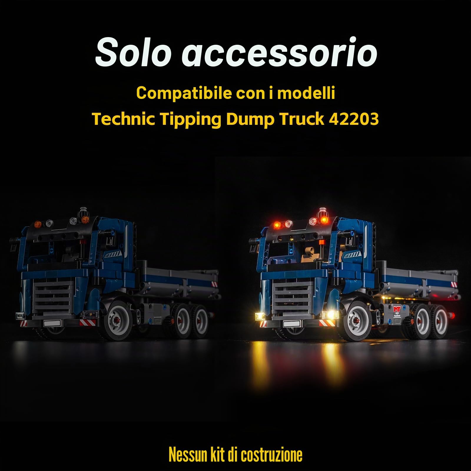 Set di luci a LED compatibile con Lego Tipping Dump Truck 42203 (non un modello), kit di luci decorative compatibile con giocattoli creativi Lego Tipping Dump Truck