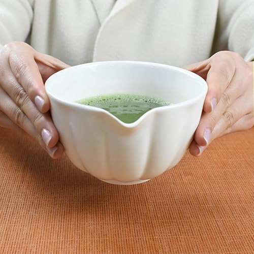 Miniatura 8 de Artcome Juego de té Matcha japonés de 4 piezas, cuenco Matcha con boquilla de vertido, batidor de matcha, cuchara de té, soporte para batidor, kit
