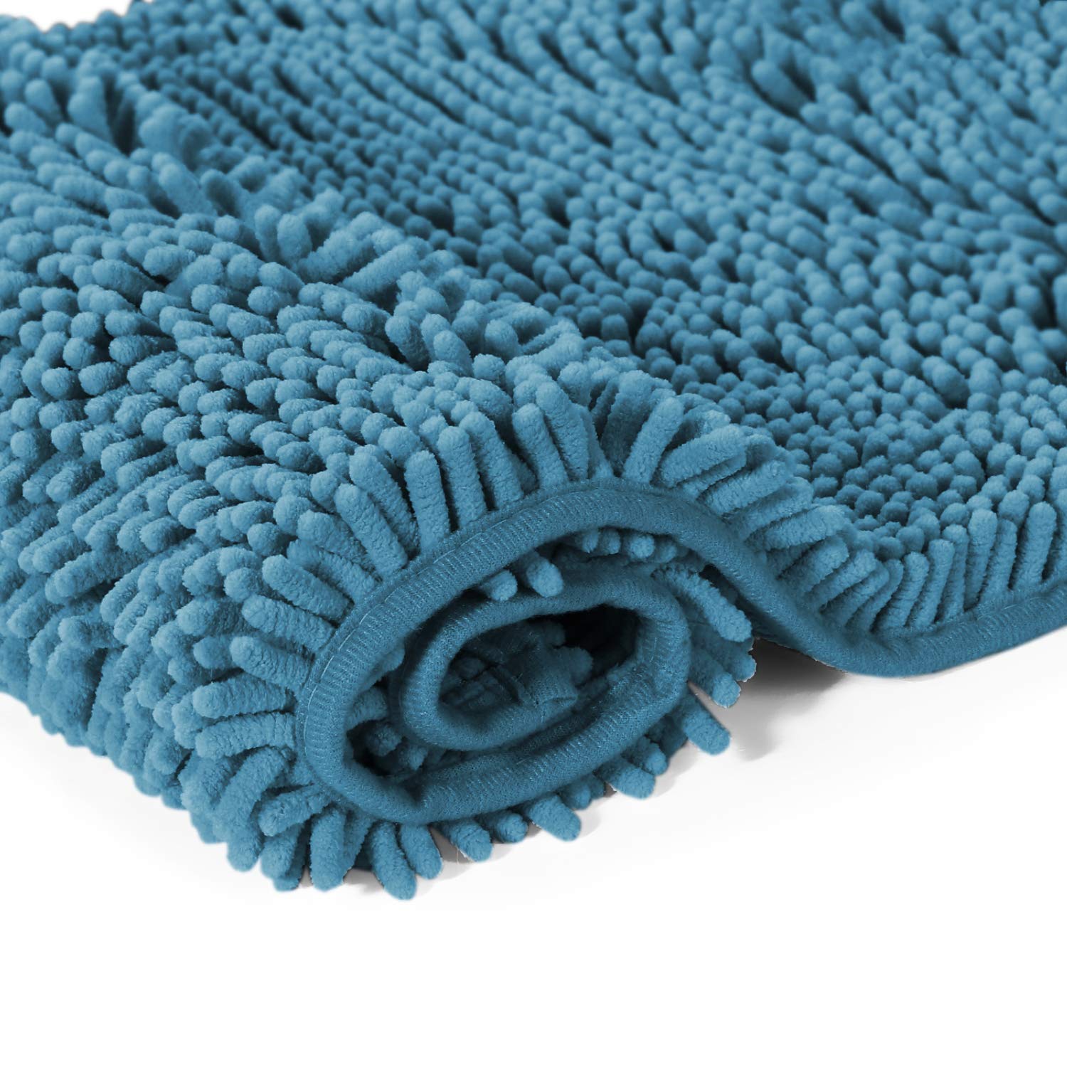 H.Versailtex Ultra Soft Texture Chenille Plush Bath Rugs Floor Mats, Hand Tufted Bath Rug Non Slip Microfiber Door Mat for Kitchen/Entryway/Living Room, Dark Teal - 50 x 80 CM