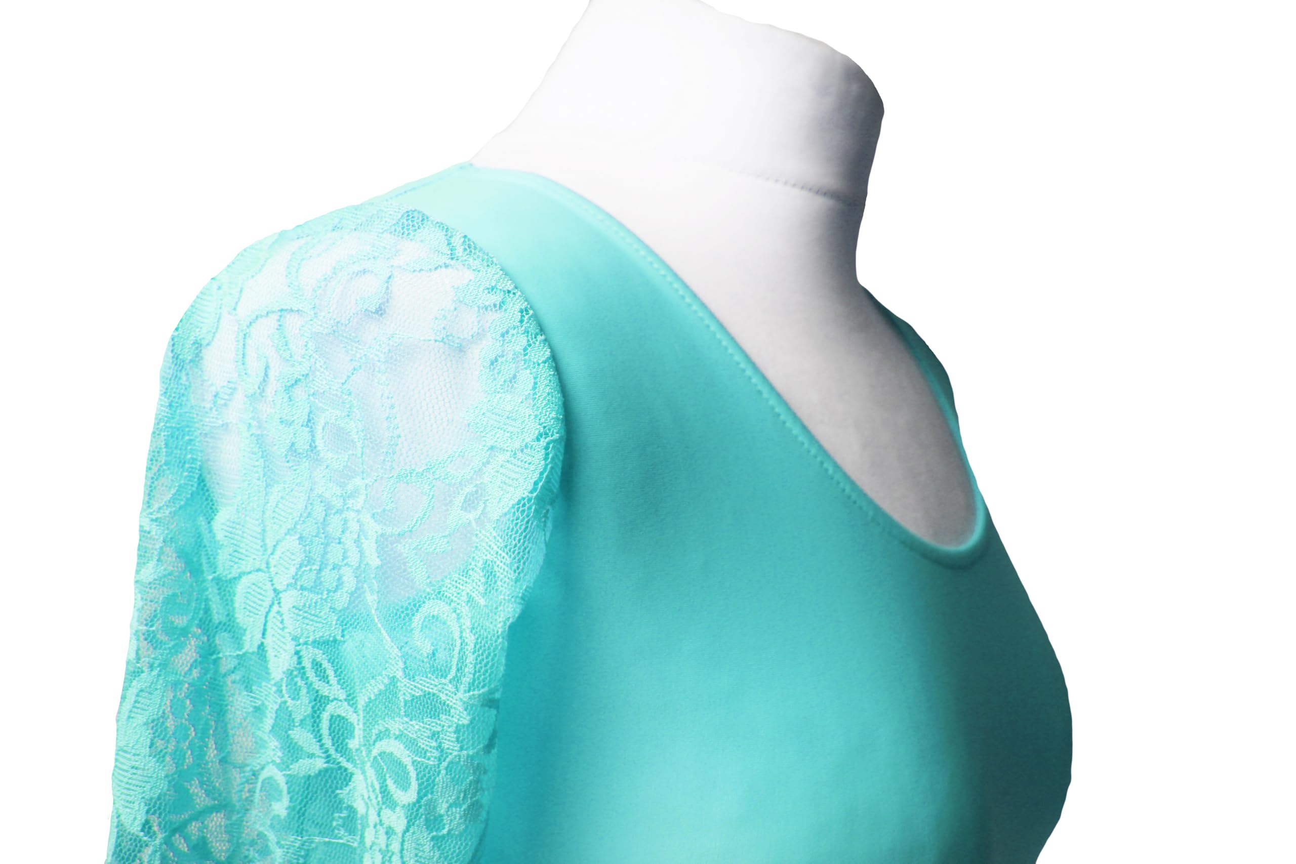 Completo Ragazza da Standard e Ballo da Sala con Ampia Gonna in Tulle e Body con Maniche in Pizzo
