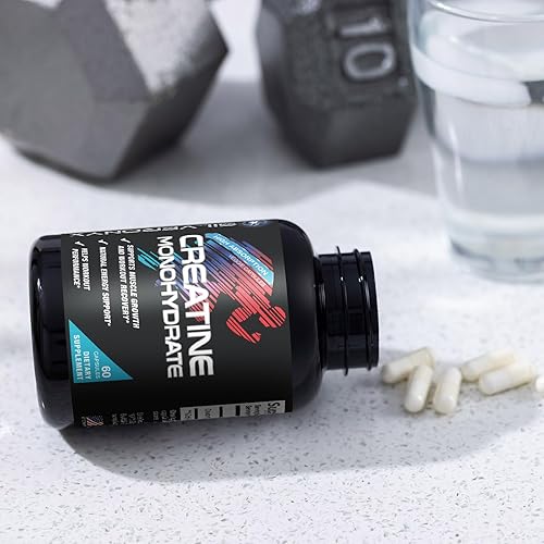 Miniatura 8 de Cápsulas de monohidrato de creatina de 3000 mg - Suplemento nutricional de creatina micronizada - Crecimiento muscular magro, rendimiento de