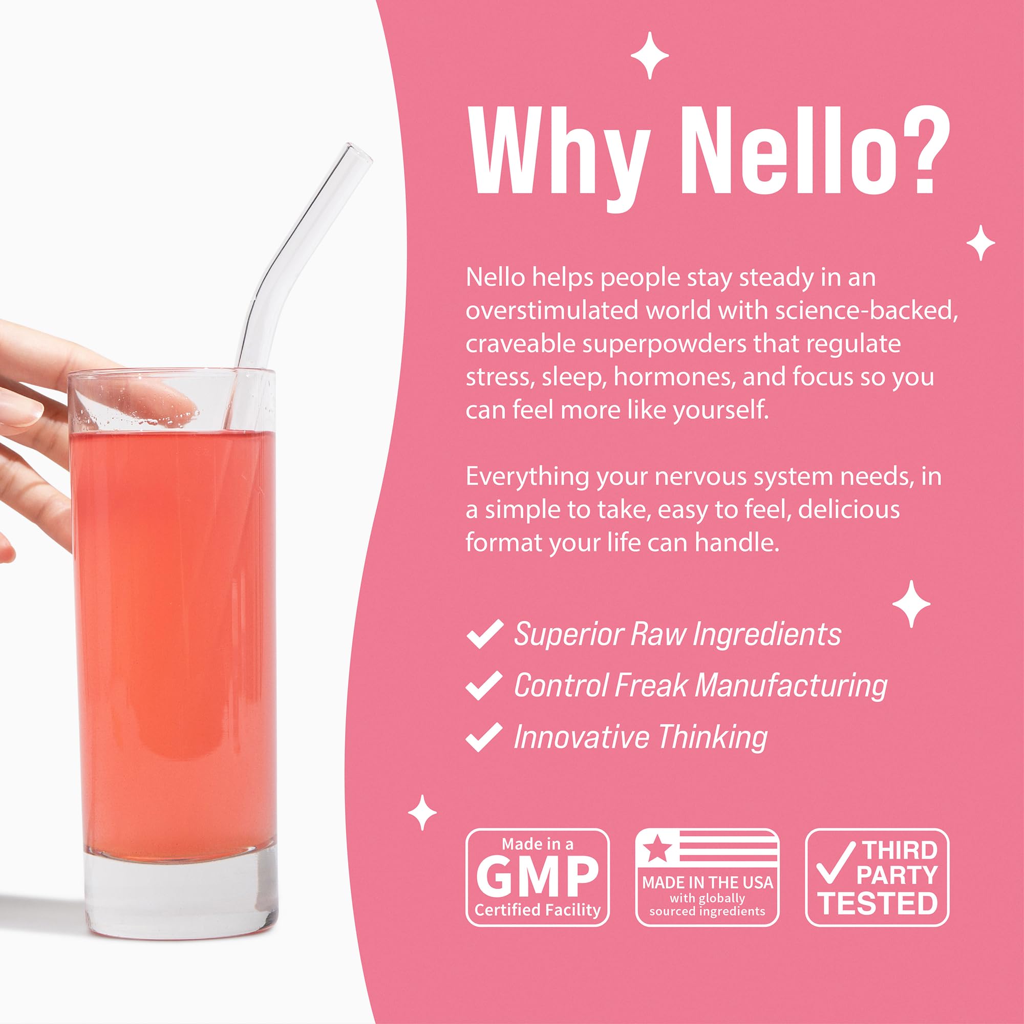 Nello Superbalance Hormonal Support Drink Mix, SRI-81 Shatavari, Myo-Inositol, Rhodiola Rosea, Vitamin C, Magnesium, Theobromine (20 Servings, Strawberry Lemonade) — Amazon image 5