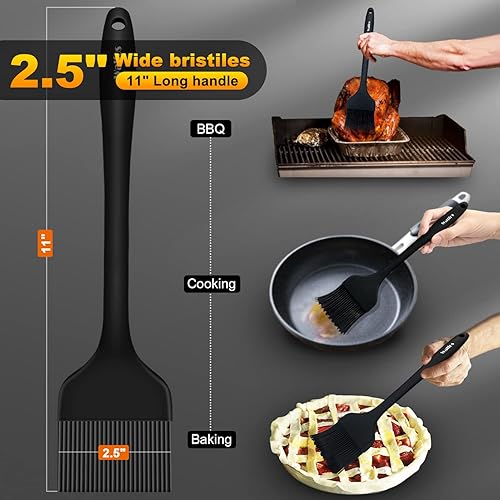 Miniatura 19 de Walfos Cepillo de silicona para pastelería, juego de cepillos para untar resistentes al calor, perfecto para hornear, parrilla de barbacoa, cocina